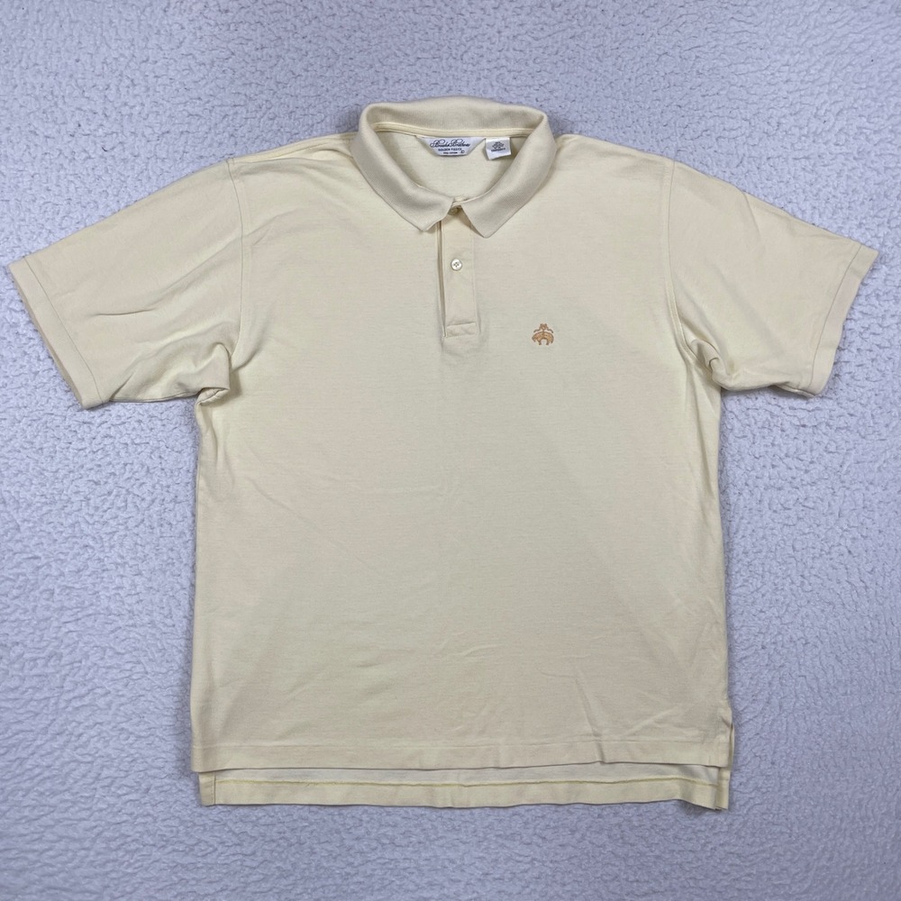 Brooks Brothers Polo Shirt Mens L Yellow Golden Fleece Pique Preppy Old Money